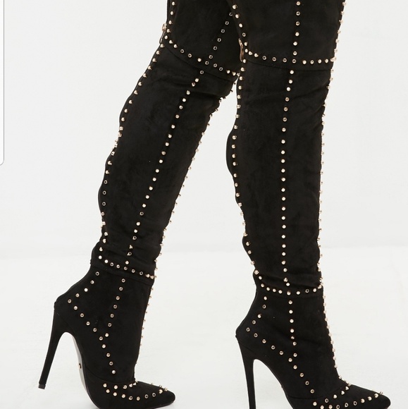 Black 6 inch Thigh Boots - Picture 2 of 3